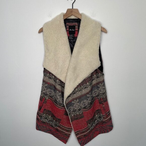 Me Jane Womens Western Aztec Print Sherpa Lined Vest Size Large Southwestern - Picture 1 of 5